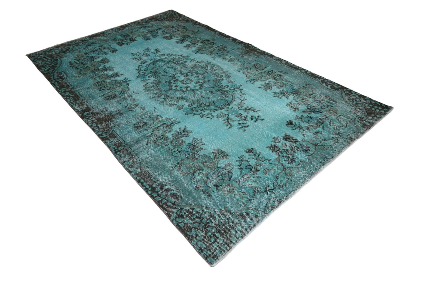 Turquoise vintage vloerkleed - F274 - Lavinta