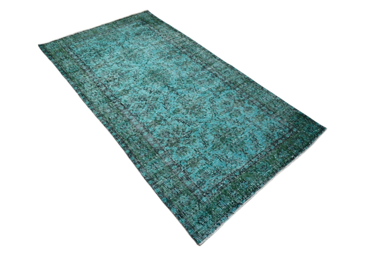 Turquoise vintage vloerkleed - F384 - Lavinta