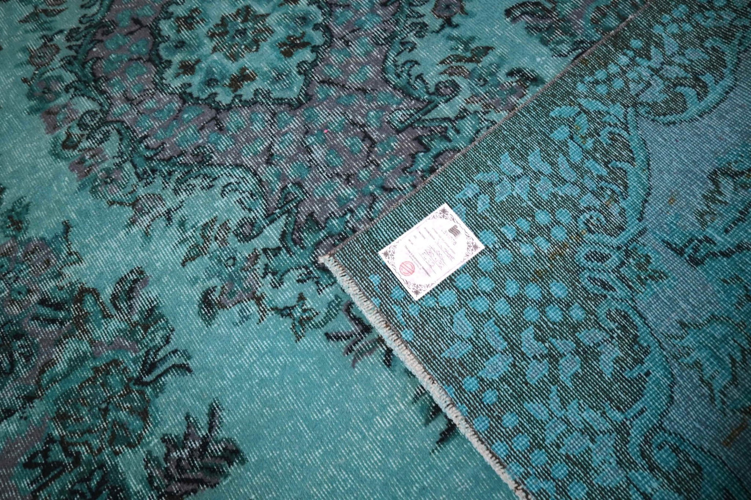 Turquoise vintage vloerkleed - F432 - Lavinta