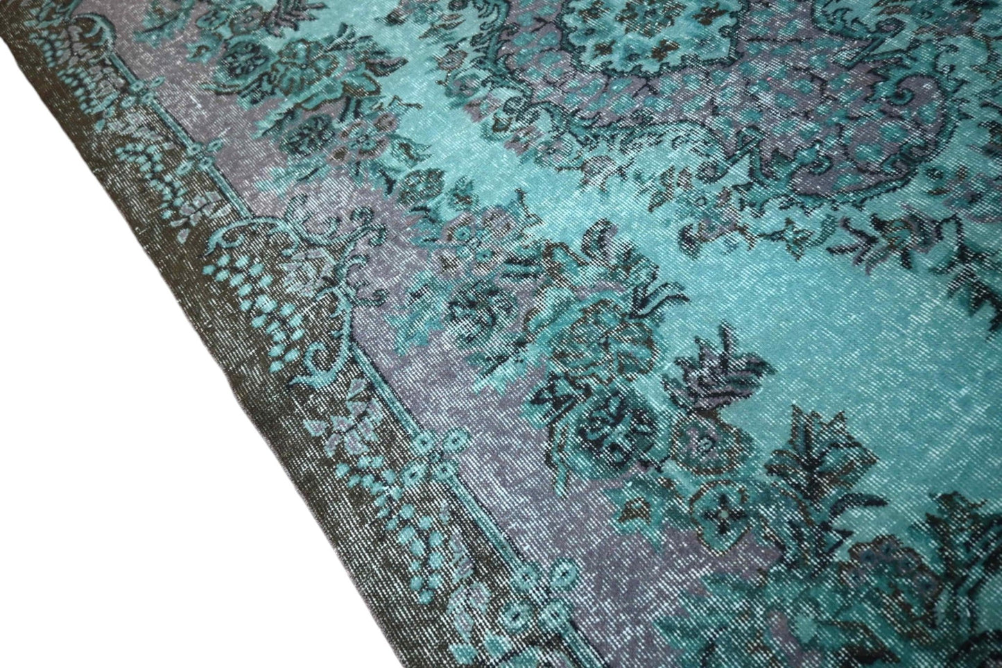 Turquoise vintage vloerkleed - F432 - Lavinta