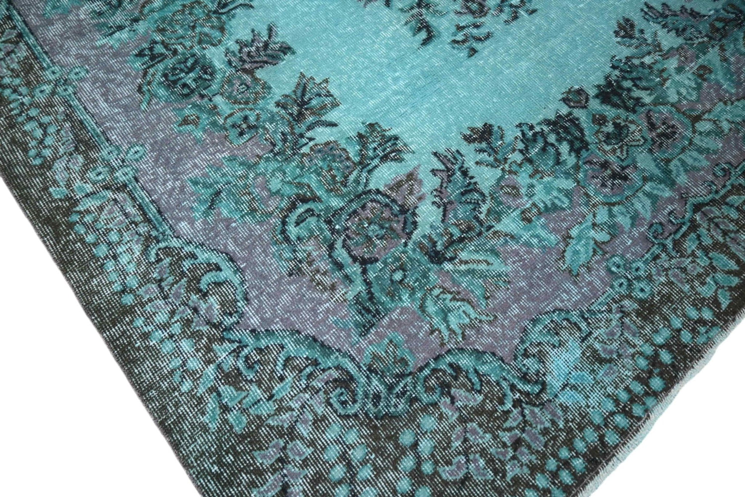 Turquoise vintage vloerkleed - F432 - Lavinta