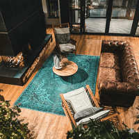 Turquoise vintage vloerkleed - F542 - Lavinta