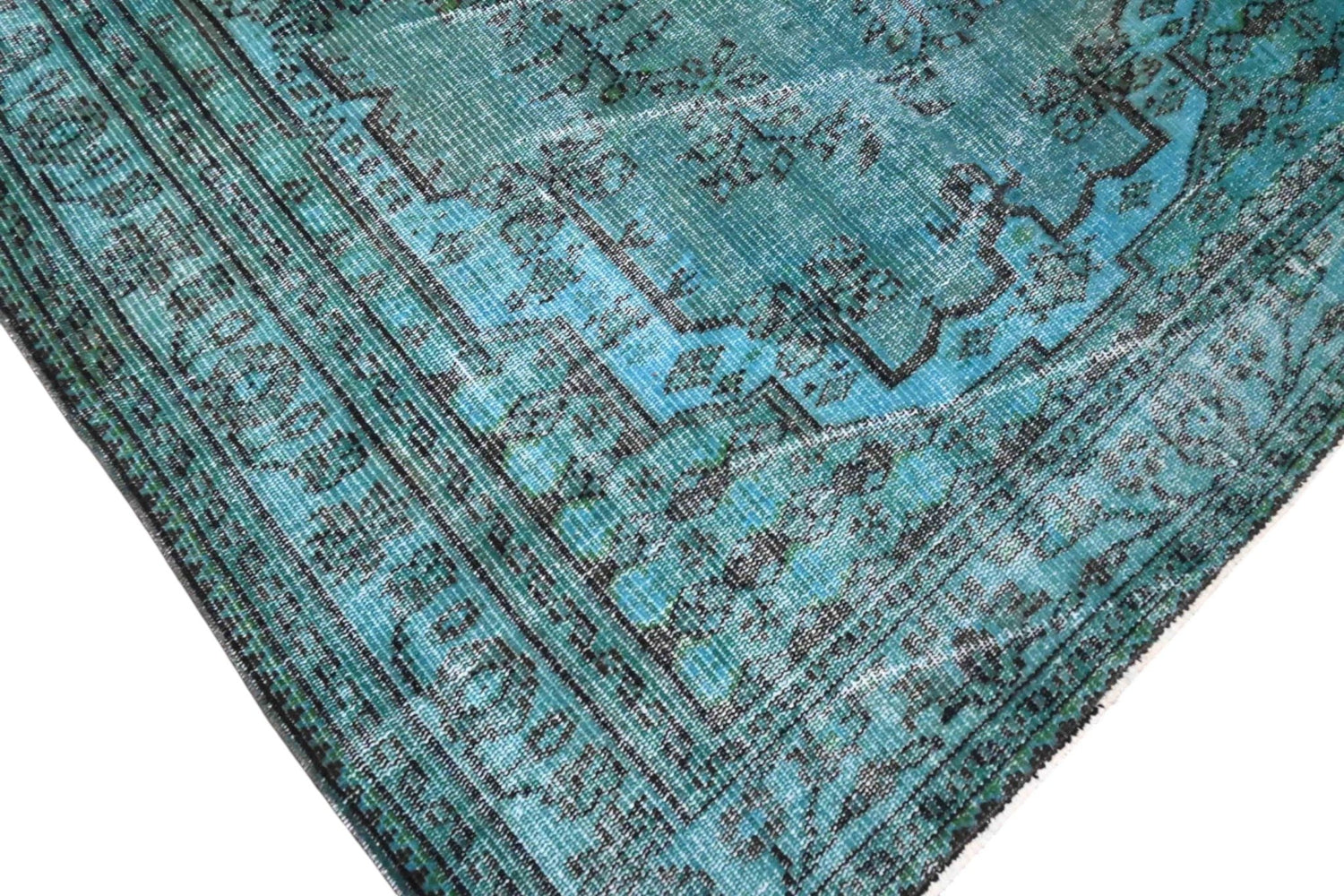 Turquoise vintage vloerkleed - F546 - Lavinta