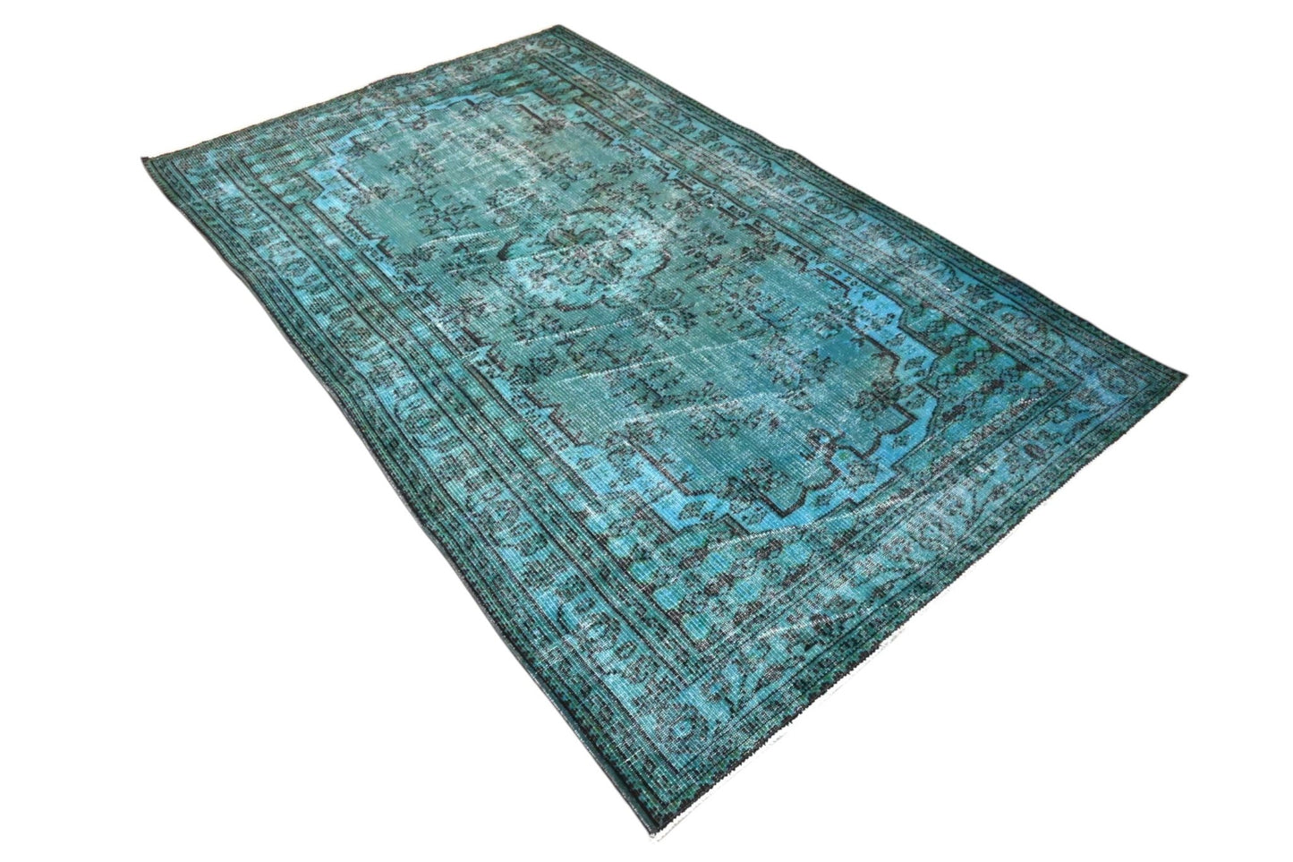 Turquoise vintage vloerkleed - F546 - Lavinta