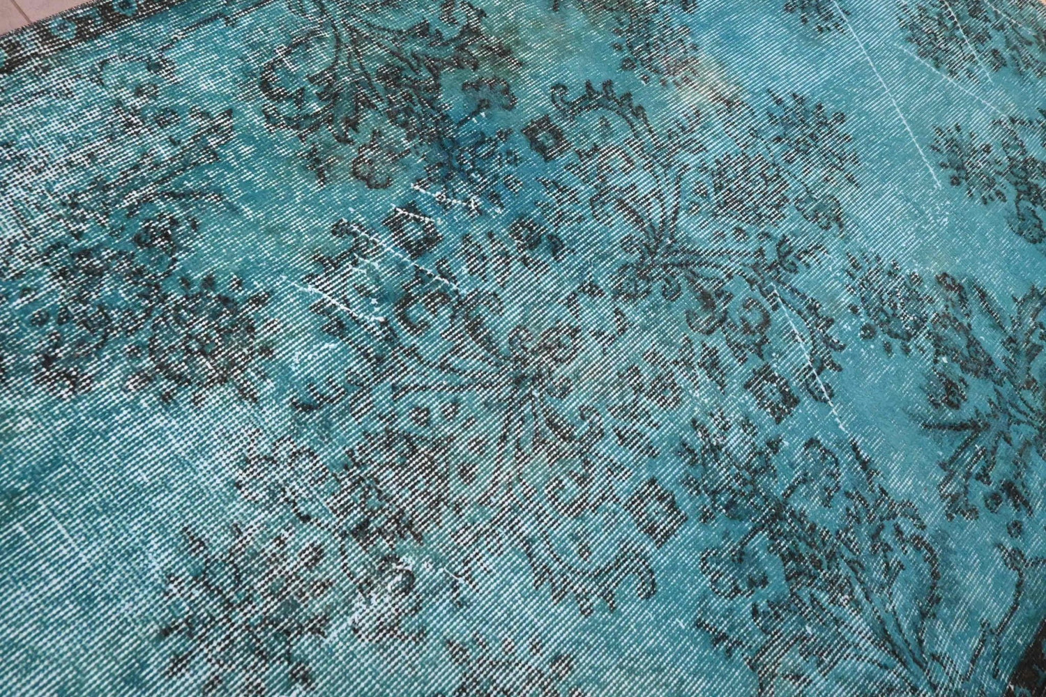 Turquoise vintage vloerkleed - F549 - Lavinta