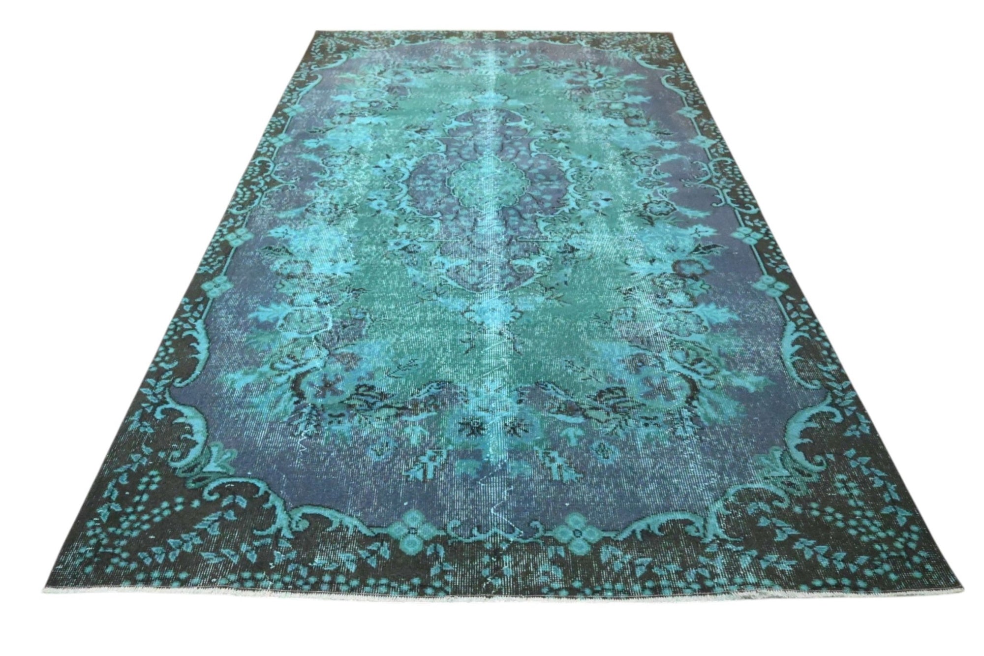 Turquoise vintage vloerkleed - F554