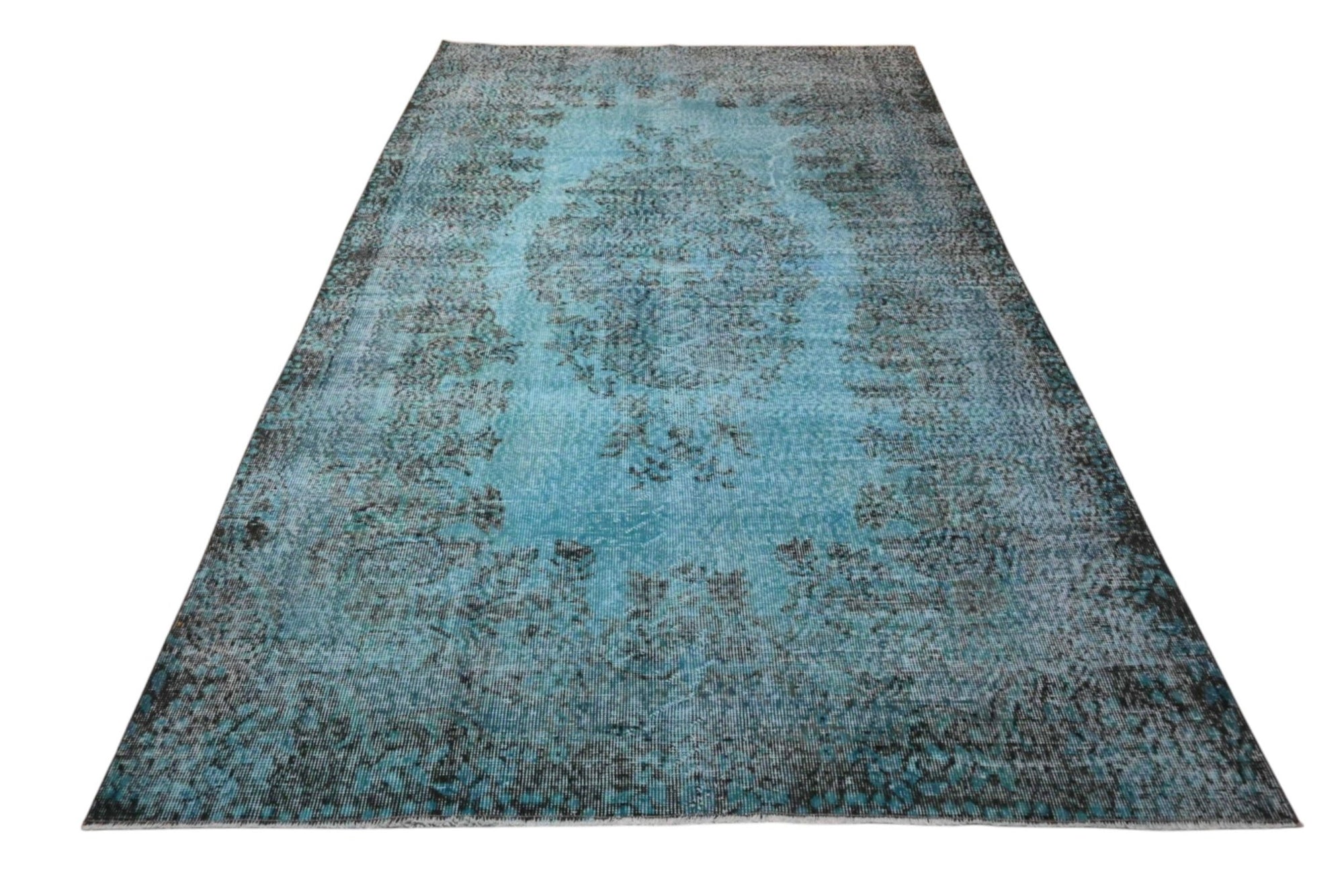 Turquoise vintage vloerkleed - F566