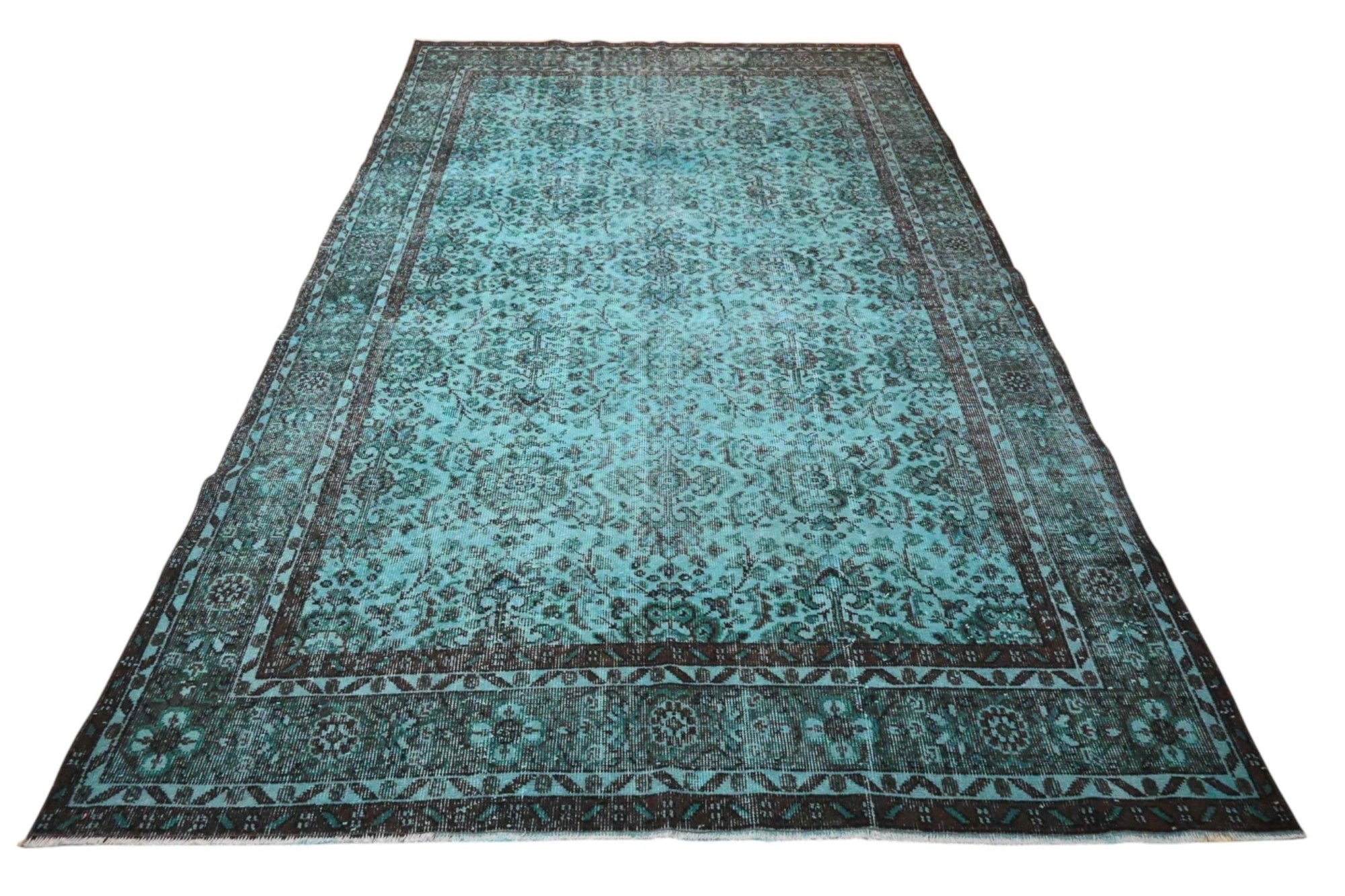 Turquoise vintage vloerkleed - F570