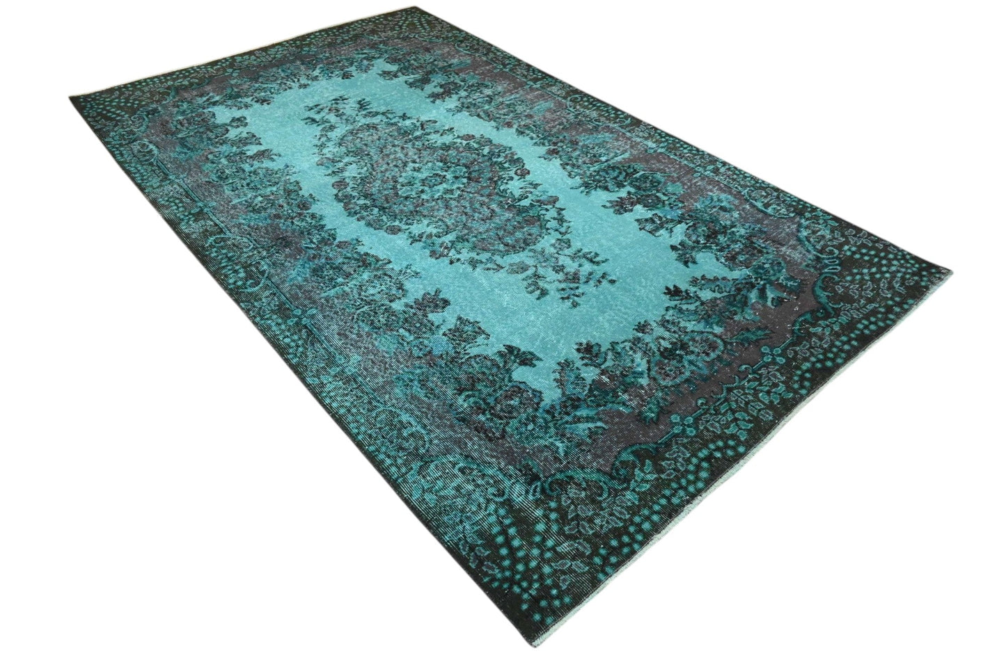 Turquoise vintage vloerkleed - F579 - Lavinta