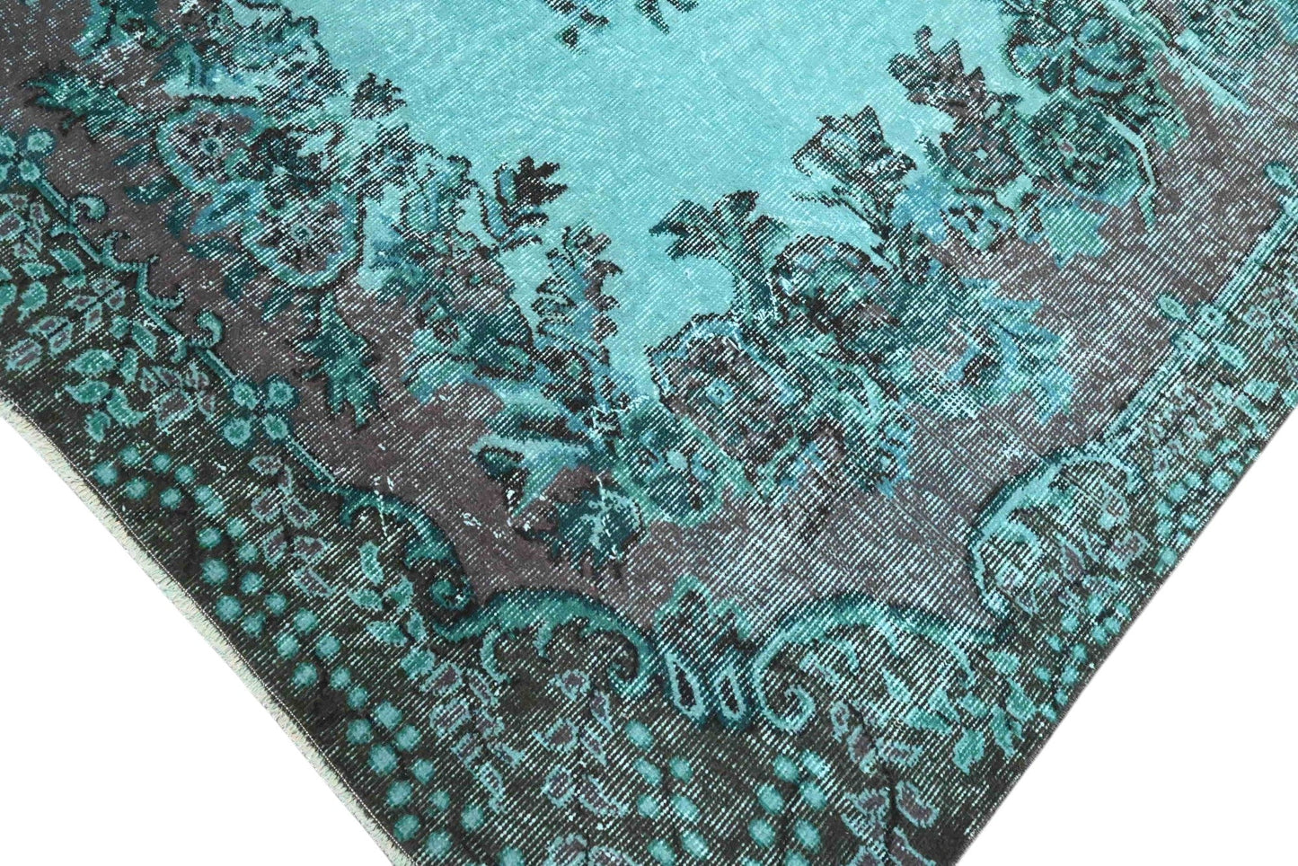 Turquoise vintage vloerkleed - F579 - Lavinta