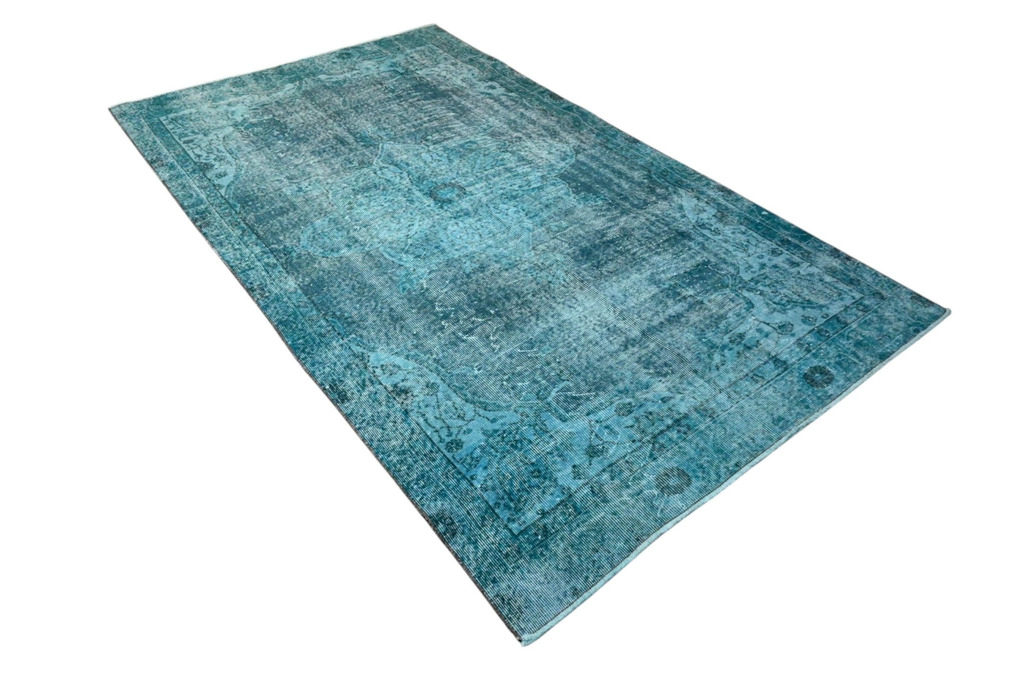 Turquoise vintage vloerkleed - F586 - Lavinta