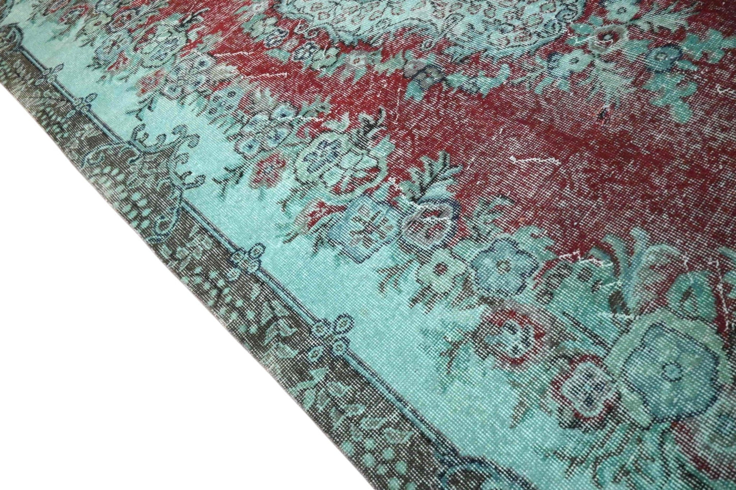 Turquoise vintage vloerkleed - F589 - Lavinta