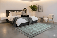 Turquoise vintage vloerkleed - G134 - Lavinta