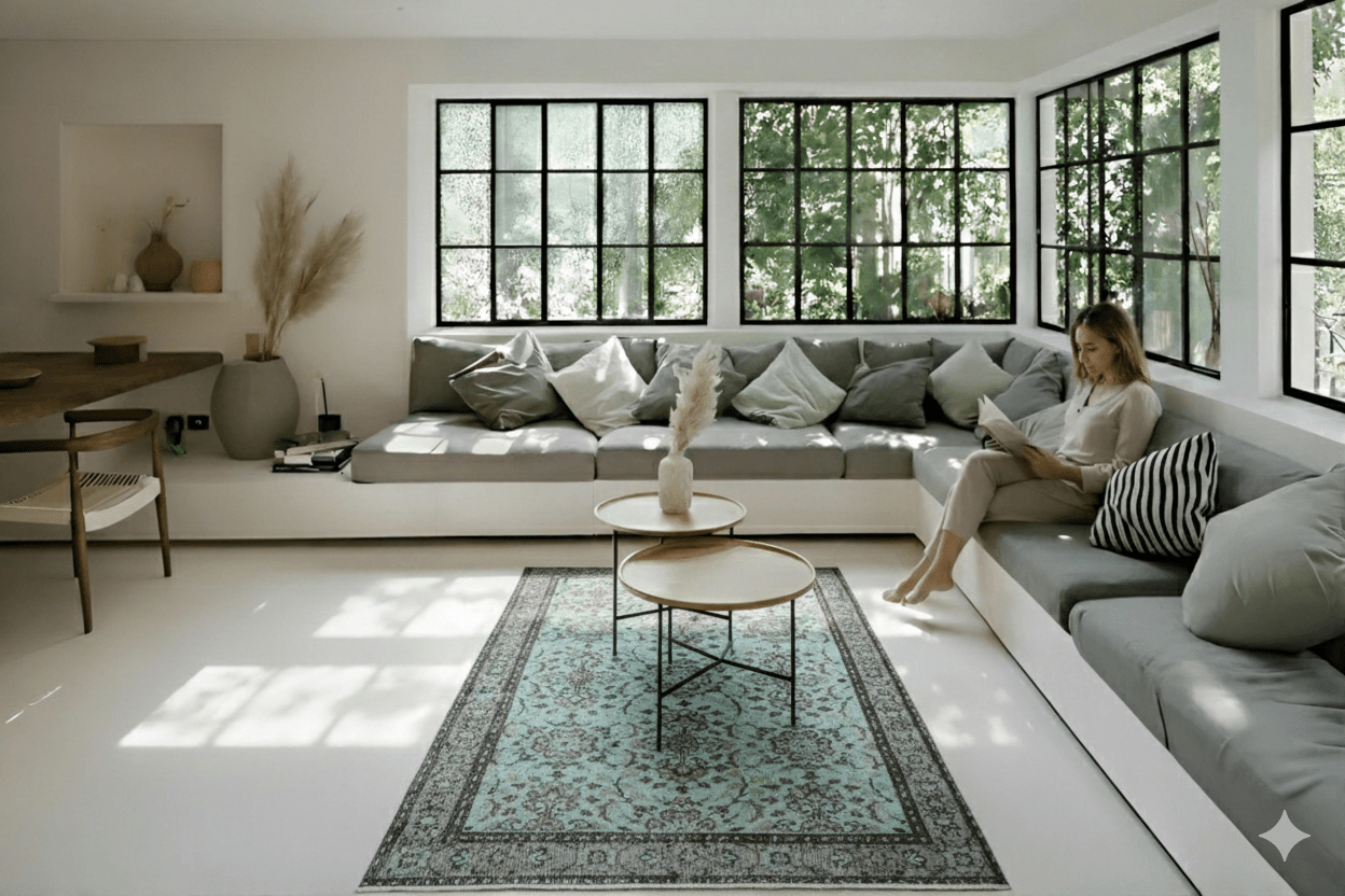 Turquoise vintage vloerkleed - G134