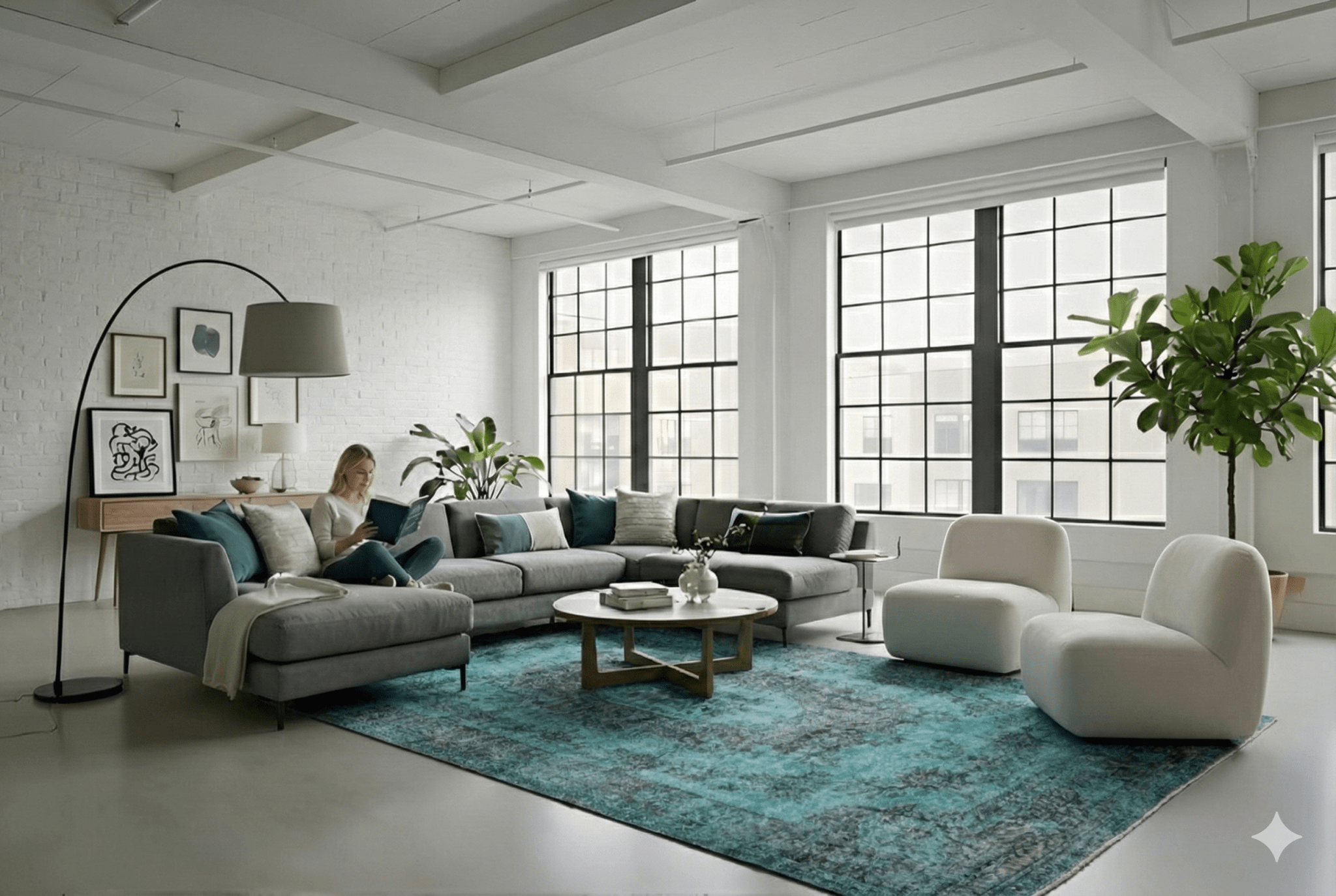 Turquoise vintage vloerkleed - G183 - Lavinta