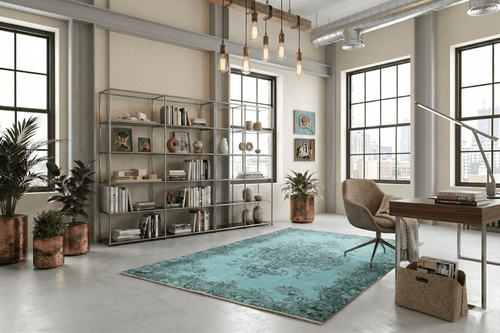 Diep petrol vintage vloerkleed - G426