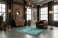 Usha | Turquoise vintage vloerkleed - Lavinta