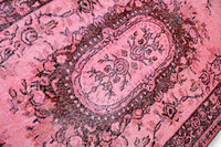 Speels roze vintage vloerkleed handgeknoopt - G427