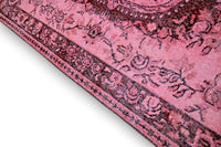 Speels roze vintage vloerkleed handgemaakt - G427