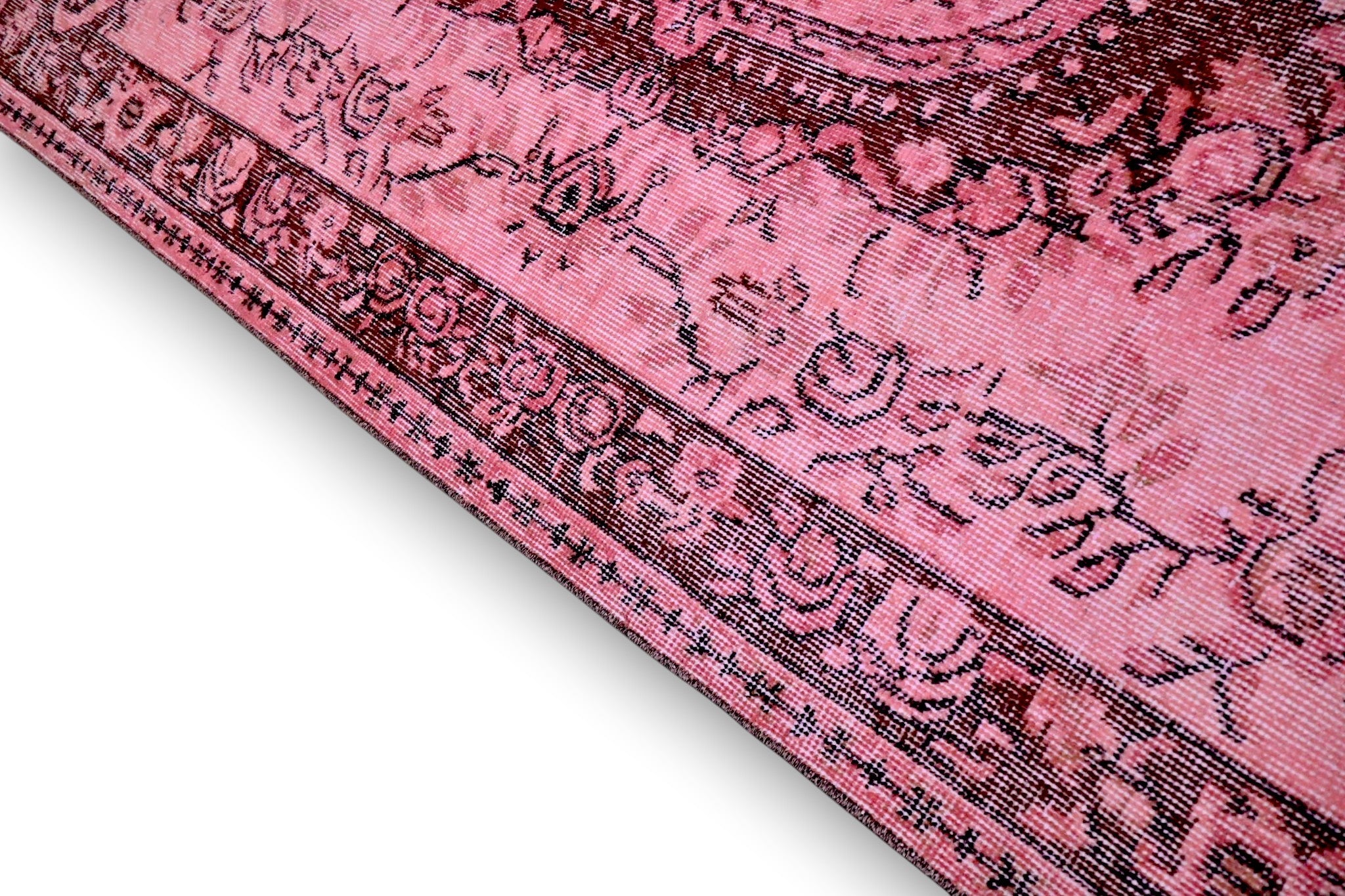 Speels roze vintage vloerkleed handgemaakt - G427
