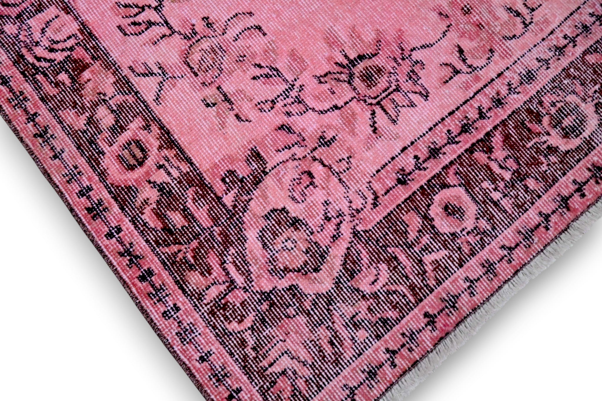 Speels roze vintage vloerkleed hoek - G427