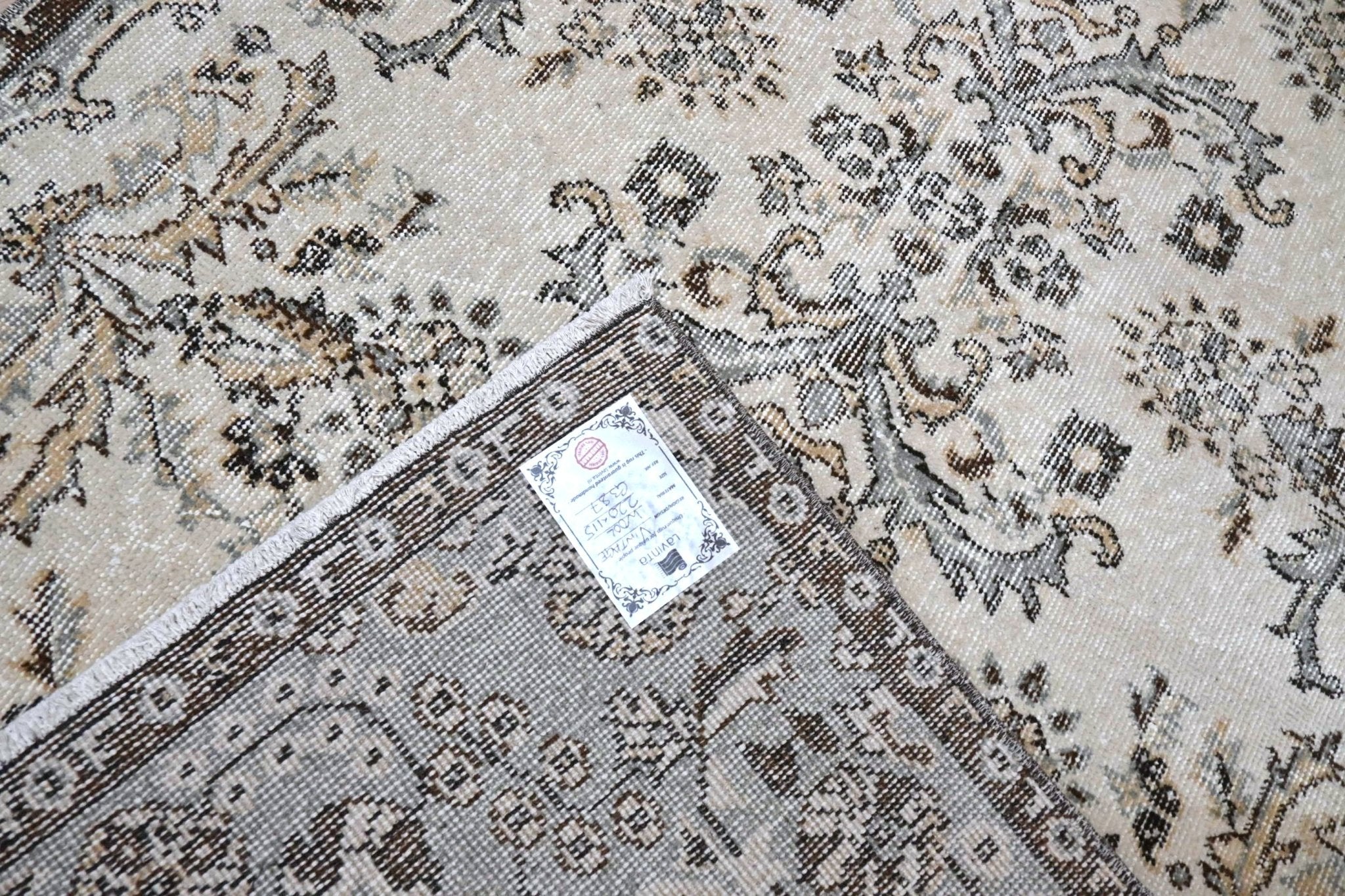 Stijlvol crème vintage vloerkleed laagpolig - G387