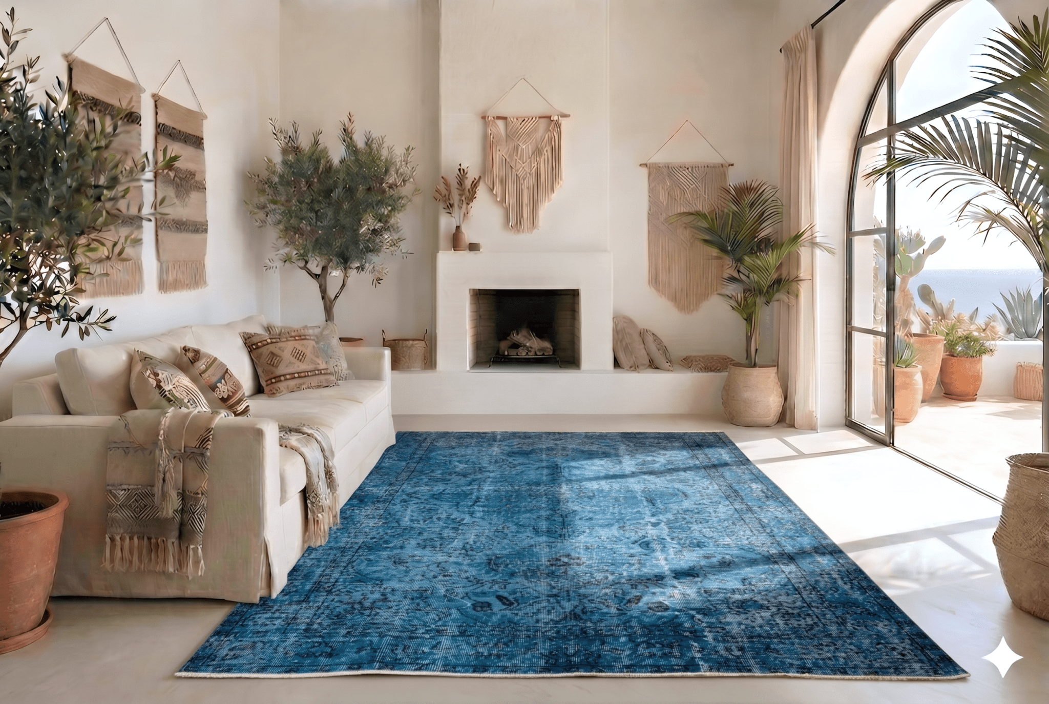 Warm blauw vintage vloerkleed - G512