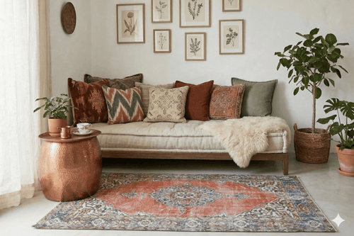 Gezellig roest vintage vloerkleed - G378