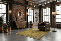 Zonnig geel vintage vloerkleed - G440 - Lavinta