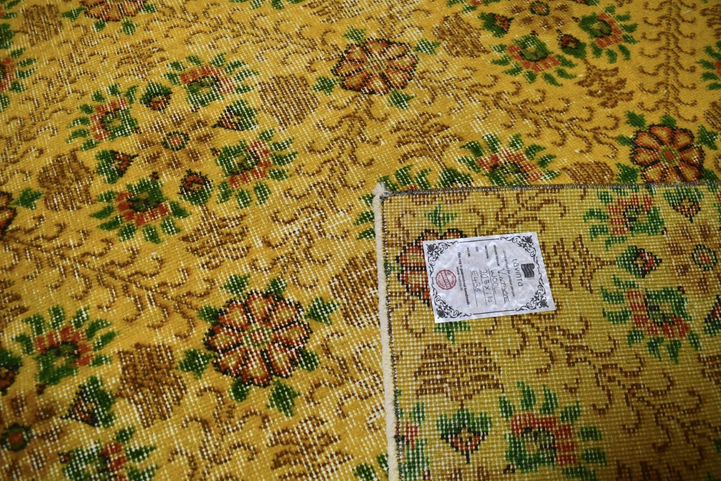 Geel vintage vloerkleed - E438 - Lavinta