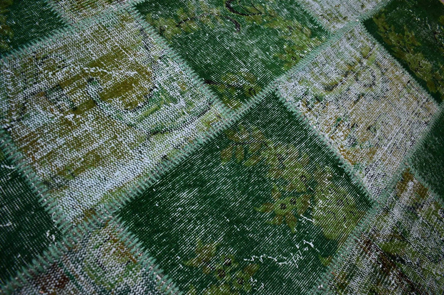 Groen patchwork vloerkleed - E357 - Lavinta