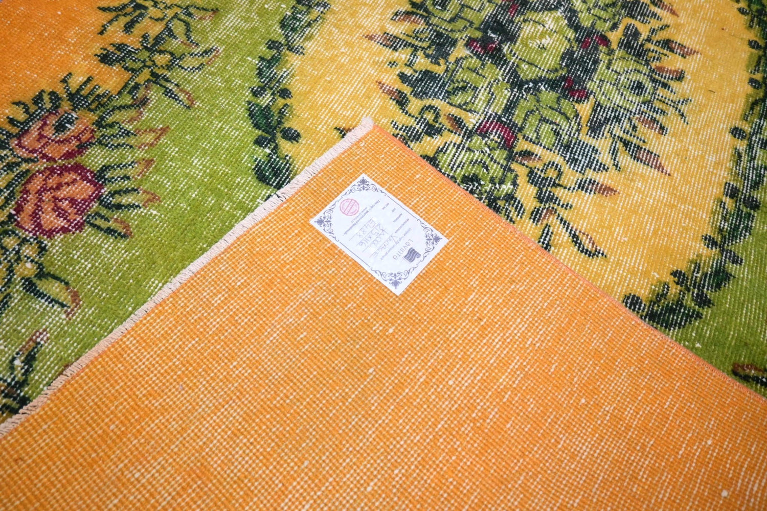Oranje groen vintage vloerkleed - E488 - Lavinta