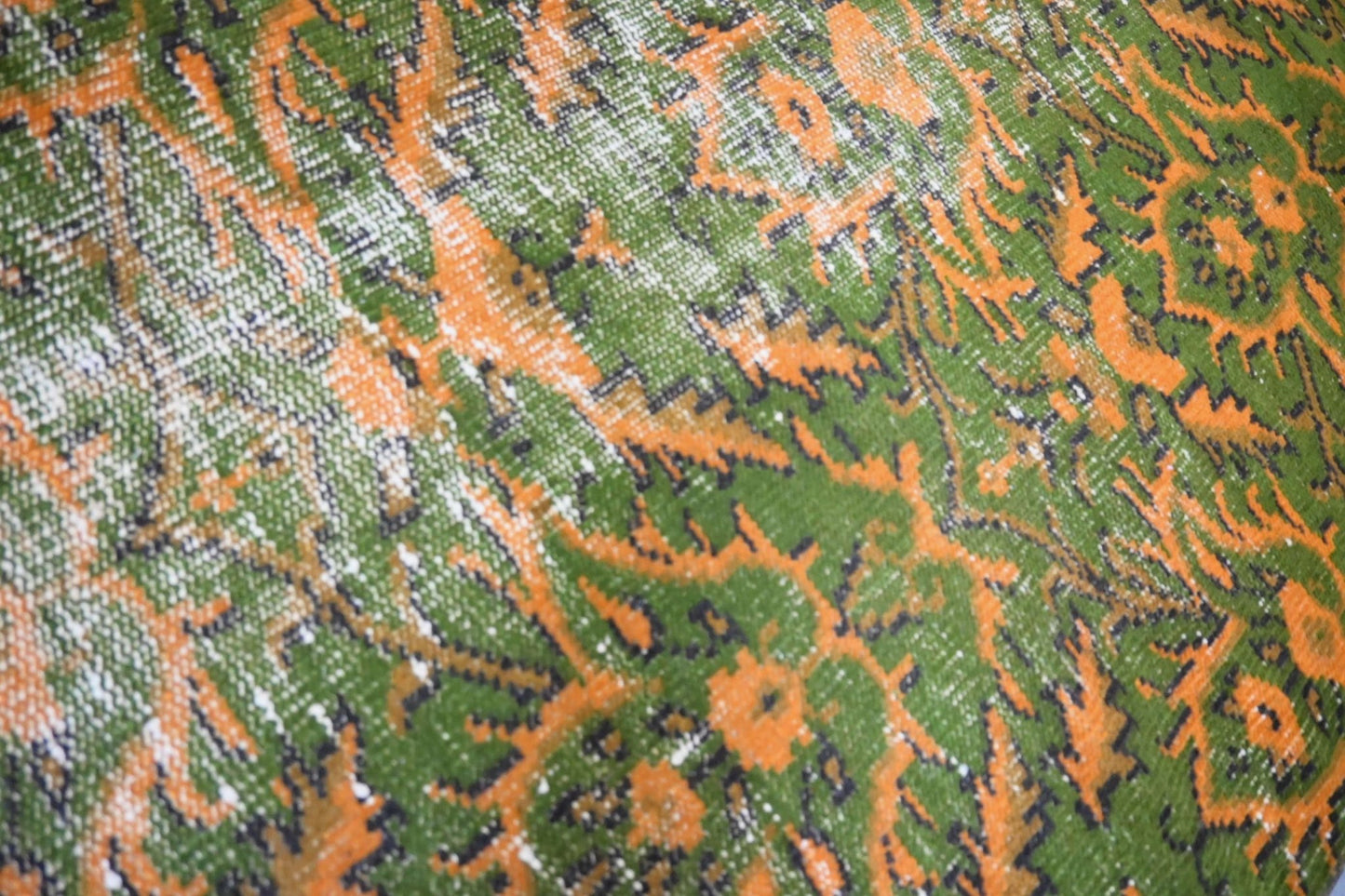 Oranje groen vintage vloerkleed - E531 - Lavinta