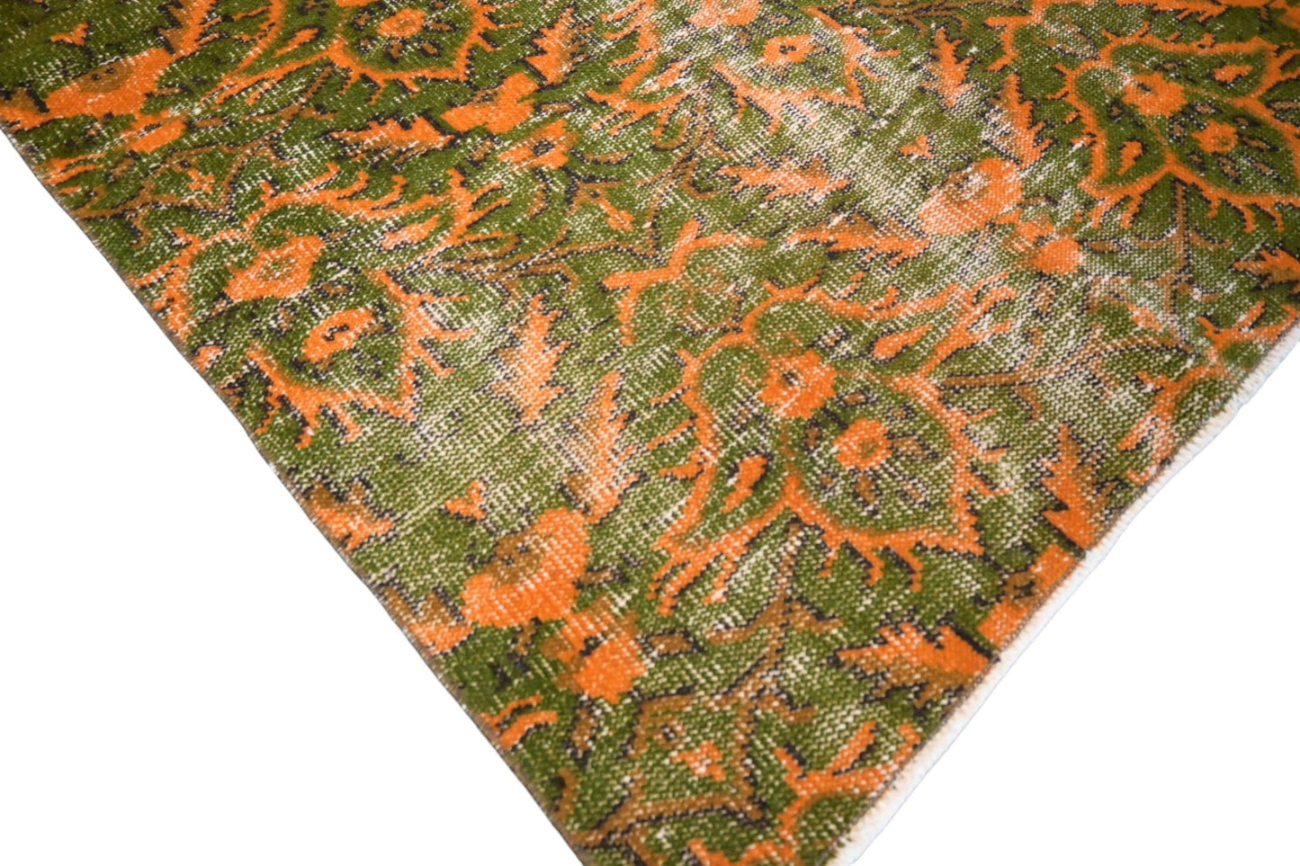 Oranje groen vintage vloerkleed - E531 - Lavinta