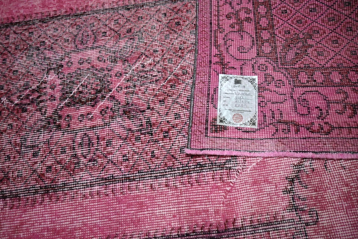 Roze vintage vloerkleed - E689 - Lavinta