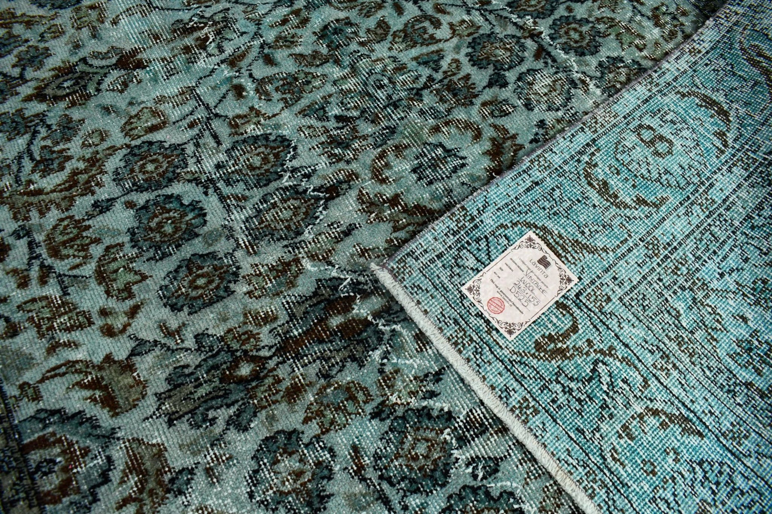 Turquoise vintage vloerkleed - D525 - Lavinta