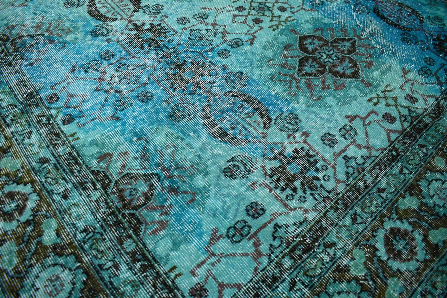 Turquoise vintage vloerkleed - D635 - Lavinta