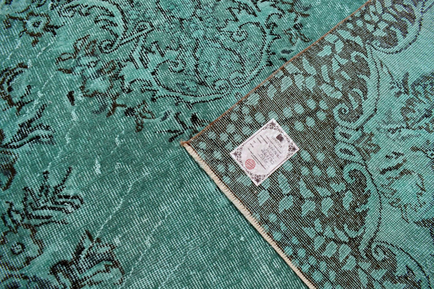 Turquoise vintage vloerkleed - D760 - Lavinta