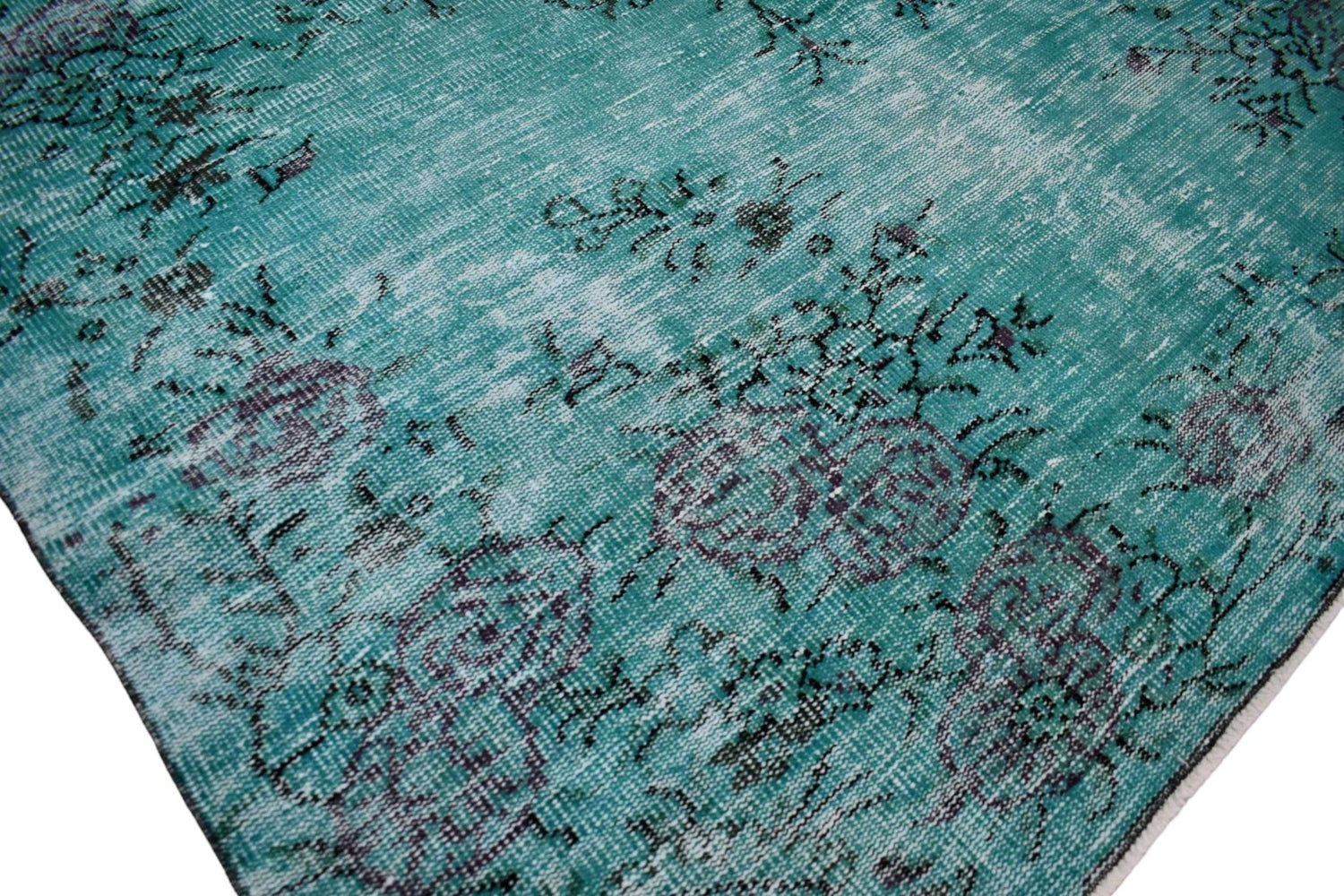 Turquoise vintage vloerkleed - E388 - Lavinta