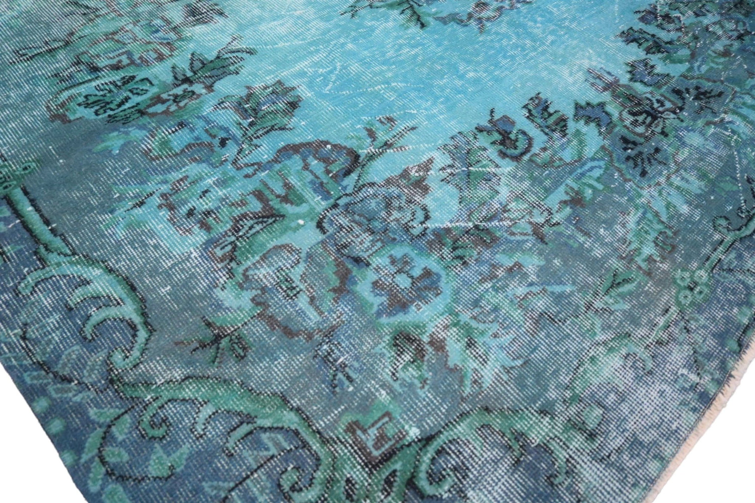 Turquoise vintage vloerkleed - E538 - Lavinta